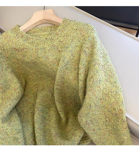 Popular Color Dot Round Neck Sweater Women's New Casual Sweater   S4891