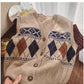 V-neck vest for women new style retro style sweater cardigan sleeveless vest knitted vest trendy      S5023