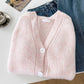 Sweet pink V-neck cardigan jacket long-sleeved sweater top     S4714