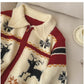 Christmas jacquard long-sleeved sweater jacket for women knitted cardigan    S4846