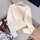 V-neck long-sleeved sweater for women solid color soft sweater    S4865