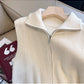 Retro stand-up collar knitted vest for women new design simple zipper sweater vest trendy      S5006