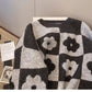 Retro flower embroidered round neck sweater for women long-sleeved sweater     S4904