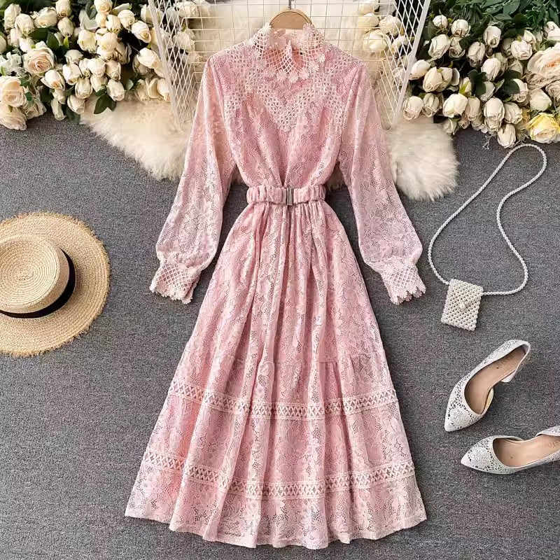 Gentle style dress for women new design lace mid-length skirt     S4652