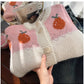 Jacquard round neck sweater jacket for women knitted cardigan   S4918