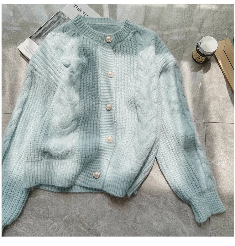 Sweater jacket women's chic soft long-sleeved knitted cardigan top      S4841