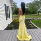 Mermaid Yellow Long Prom Dresses, Backless Yellow Prom Dresses Formal Evening Dresses      S5229