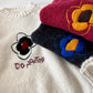 flower embroidery design casual soft round neck sweater top     S4716