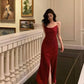 Sexy red high split side long evening prom dress     S2601