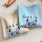 Sweet cute cat embroidery round neck casual long-sleeved sweater      S4787