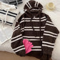 striped hooded knitted sweater    S4790
