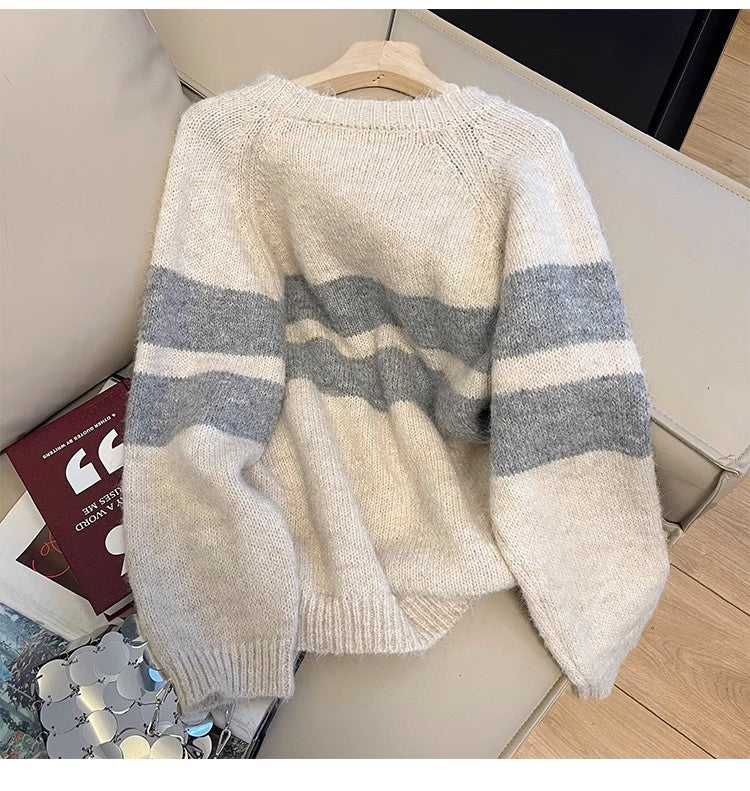 Striped sweater for women new soft knitted top      S4892