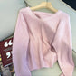 V-neck long-sleeved sweater for women solid color soft sweater    S4865