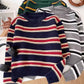 striped round neck long-sleeved sweater     S4773
