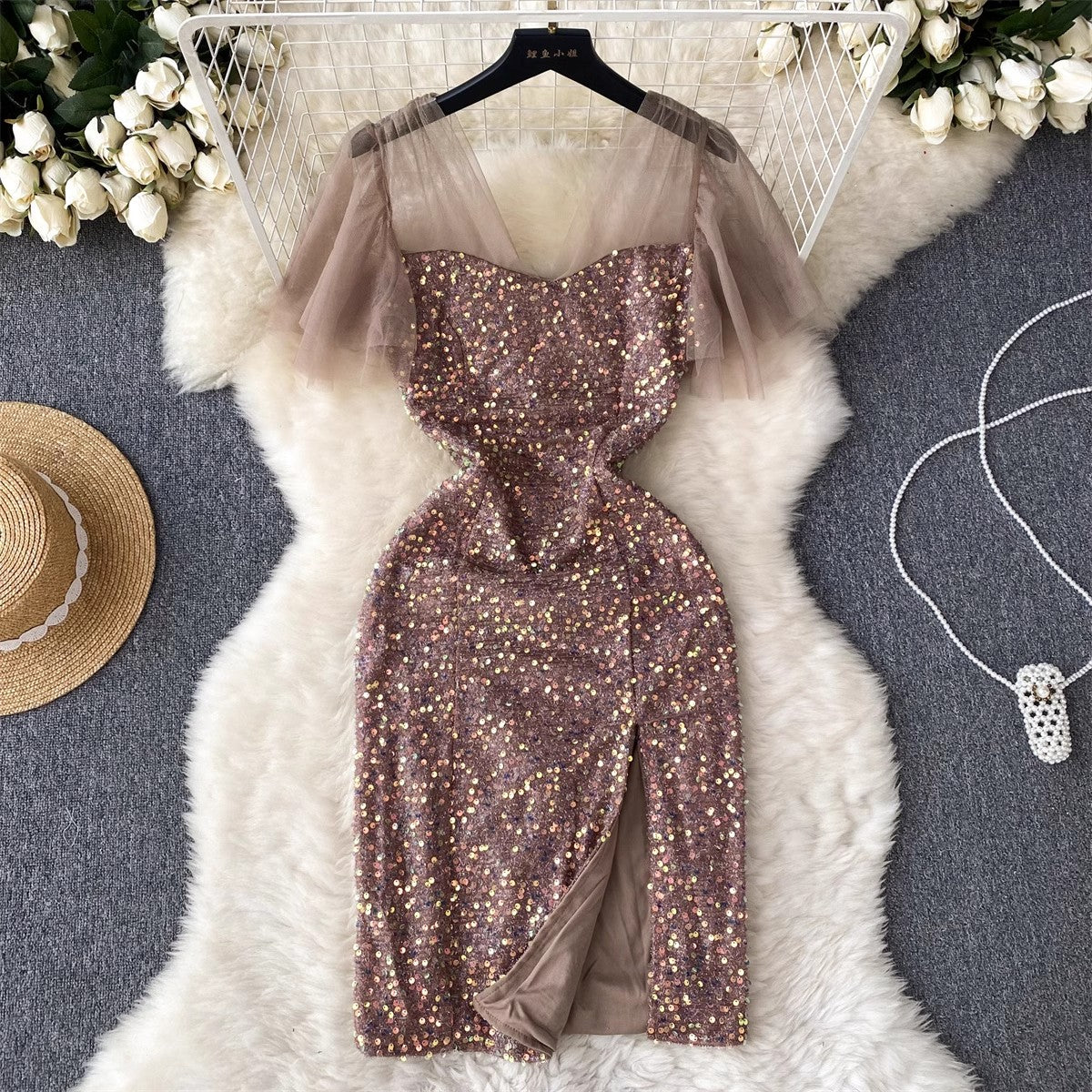 elegant sequin dress women's dress     S4654