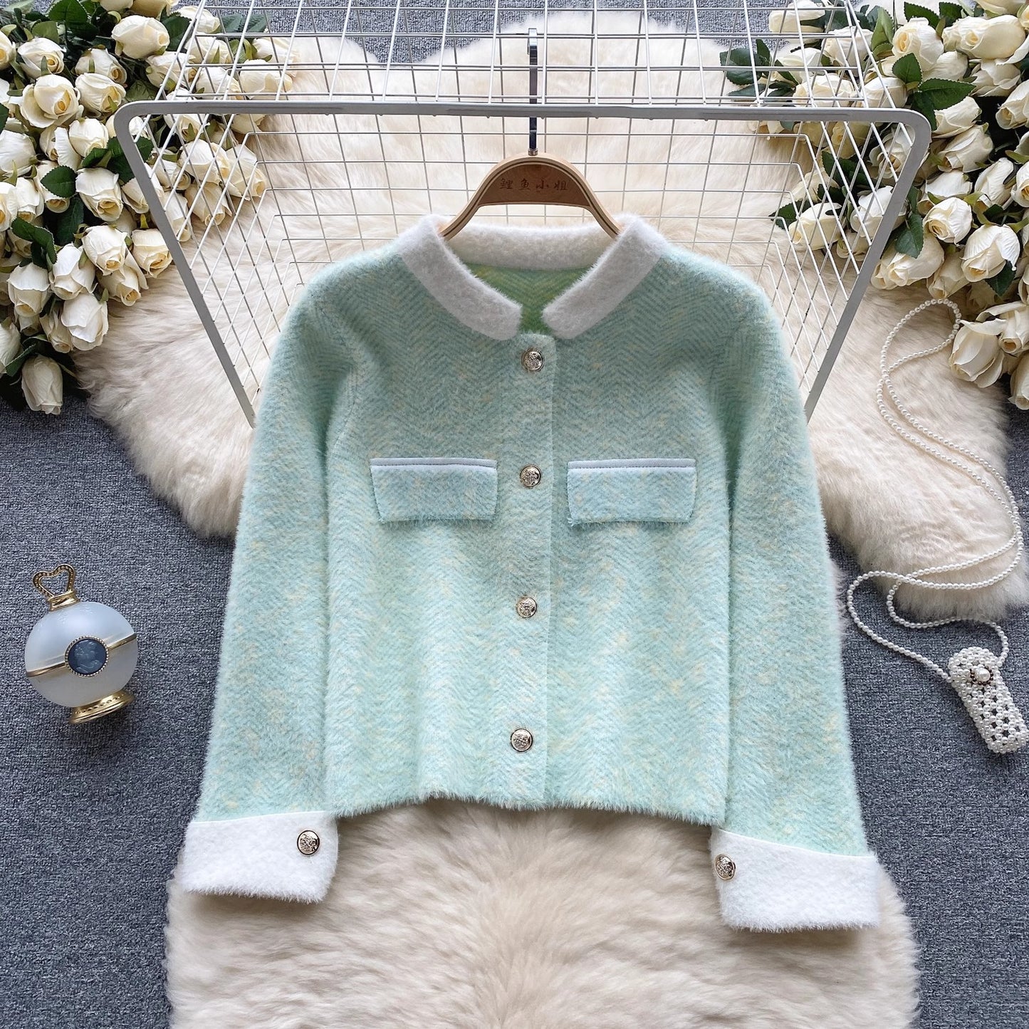 sweater jacket for women sweet style knitted cardigan top     S4649