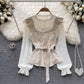 lace shirt women's long-sleeved ruffled sweet shirt trendy     S4644