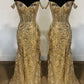 Off-Shoulder Sequined Floral Mermaid Long Prom Dress with Slit    S5110