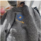 French chic embroidered round neck sweater for women knitted top       S4795