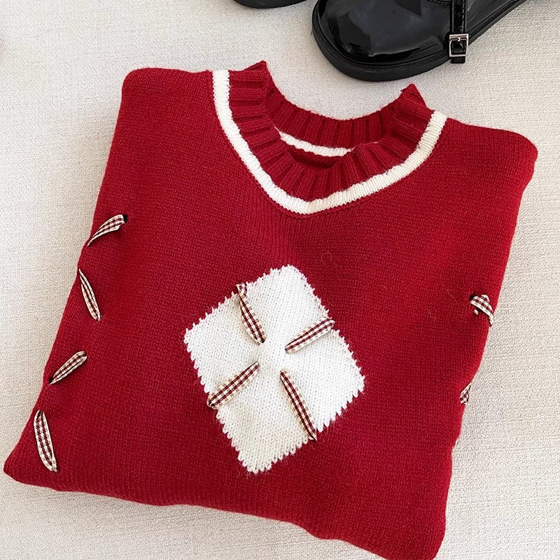 sweet long-sleeved knitted sweater    S4727