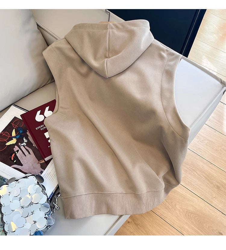 Sleeveless hooded sweatshirt for women new pullover vest trend    S5017