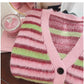 striped long-sleeved sweater jacket for women new soft knitted cardigan    S4919