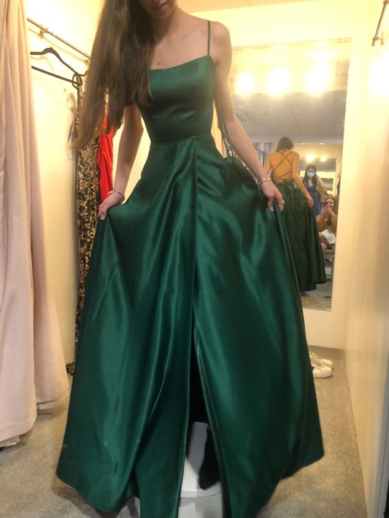 A line Green Long Prom Dress, Sexy Evening Dress     S4976