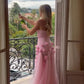 Charming Pink Strapless High Slit Flower Prom Dress         S5286