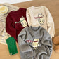 round neck cute cartoon embroidery design long-sleeved knitted sweater      S4683