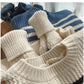 Striped long-sleeved sweater for women round neck top       S4913