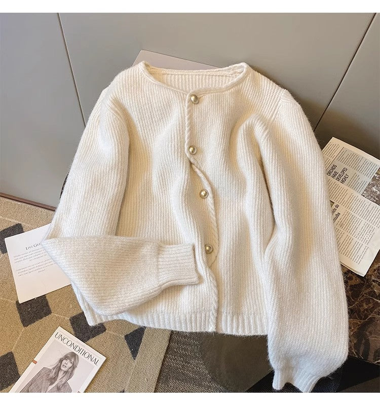 irregular sweater jacket for women winter new style elegant long-sleeved knitted cardigan    S4916