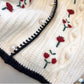 embroidered round neck knitted cardigan for women  long-sleeved sweater jacket    S4828