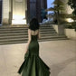 Sexy Mermaid Straps Green Party Dresses Satin Long Prom Dresses       S5245