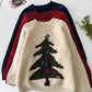 Christmas tree jacquard round neck knitted sweater    S4693