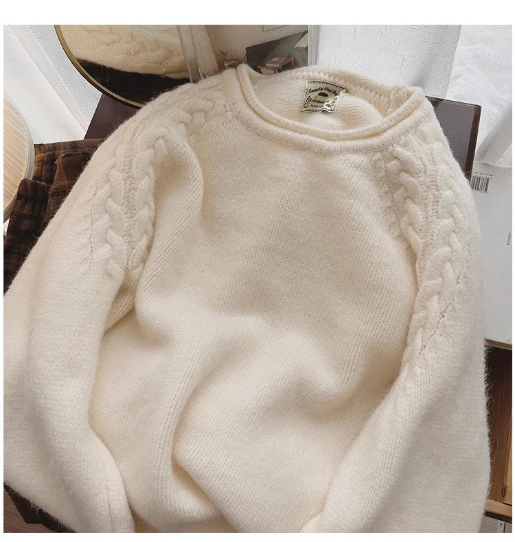 Solid color round neck sweater for women casual long-sleeved sweater     S4810