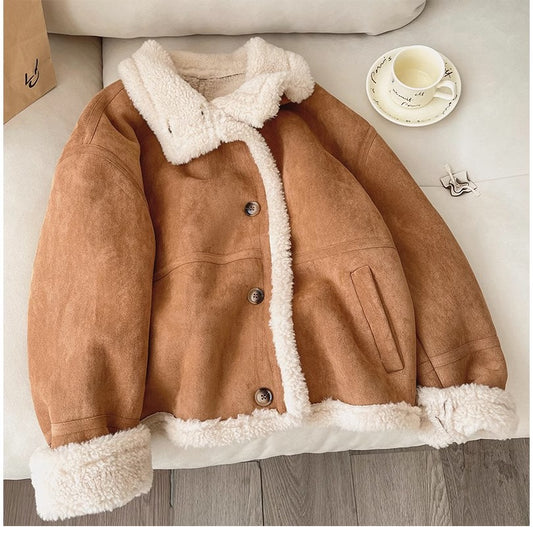 French wool coat for women winter retro warm top trend     S4932