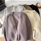solid color one-button V-neck casual sweater jacket     S4710