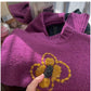 French chic embroidered round neck sweater for women knitted top       S4795
