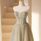 Lovely Strapless Long Tulle Prom Dress, A-Line Evening Dress       S5100