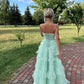 Sexy Strapess Sleeveless Ruffle A-line Floor length Prom Dress    S5158