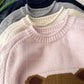 Fashionable casual cartoon bear jacquard round neck long-sleeved knitted sweater    S4743