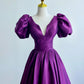 Satin A-line Short Sleeves Long Formal Dress, Prom Dress      S5323