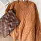 chic soft knitted casual V-neck long-sleeved knitted sweater      S4755