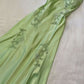 Sage Green Vintage V Neck Beading Long Party Dress      S5243