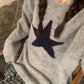Soft round-neck star sweater plaid skirt suit   S4744