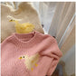 Pink jacquard round neck sweater for women long-sleeved sweater     S4845
