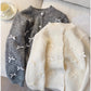 Design bow sweater coat women's long-sleeved knitted cardigan trendy    S4857