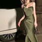 Mermaid Straps Satin Green Prom Dresses Formal Evening Dress      S5244