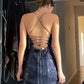 Sparkly Navy Blue Sequins Mermaid V-neck Long Evening Prom Dresses     S5207