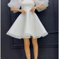 A-Line Homecoming Dresses Sparkle Dress Homecoming Short / Mini Half Sleeve Square Neck Sequined with Glitter Pleats        S5179